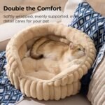 Bedsure ComfyFleece™ Small Cat Bed XS with ComfyFleece™ Waterproof Dog Blankets for Small Dogs Sandy Beige - Image 2