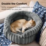 Bedsure ComfyFleece™ Small Cat Bed XS with ComfyFleece™ Waterproof Dog Blankets for Small Dogs Warm Grey - Image 2