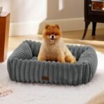 Bedsure Cute Dog Bed for Small Medium Dogs 25x21x7inches Waterproof Dog Blankets for Small Dogs 25"x35" Warm Grey - Image 2
