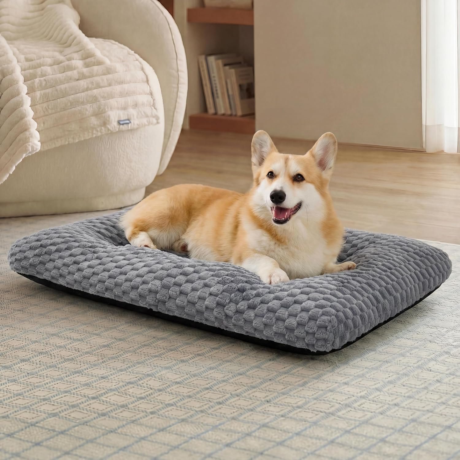 Bedsure Washable Dog Bed for Crate Large Sized Dog, Soft Bubble Fleece, 35″ Bedsure Washable Dog Bed for Crate Large Sized Dog, Soft Bubble Fleece, 35″