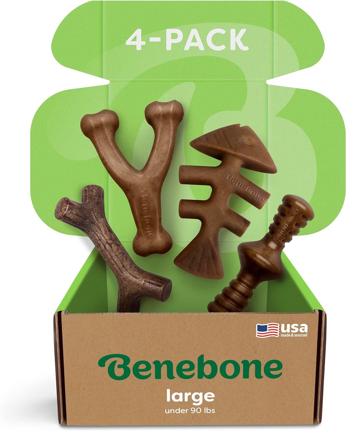 Benebone Large 4-Pack Dog Toys for Aggressive Chewers – Under 90 lbs Benebone Large 4-Pack Dog Toys for Aggressive Chewers – Under 90 lbs