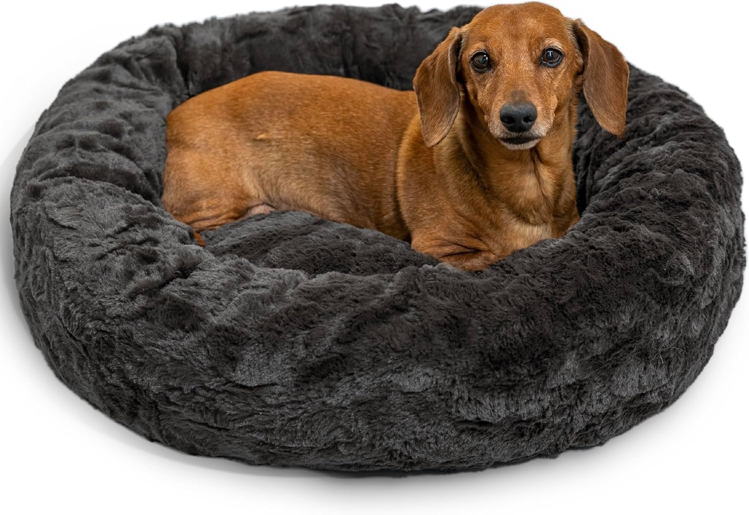 Best Friends by Sheri Original Calming Donut Dog Bed, Mink Dark Gray, 23″ Best Friends by Sheri Original Calming Donut Dog Bed, Mink Dark Gray, 23″