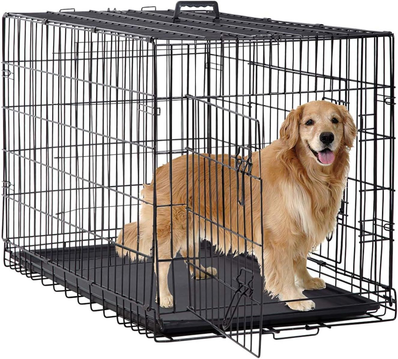 BestPet | Dog Crate | 48″ | Black | Foldable Metal Kennel with Double Doors BestPet | Dog Crate | 48″ | Black | Foldable Metal Kennel with Double Doors