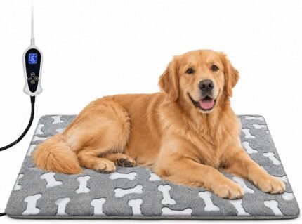 Bestio Extra Large Dog Heating Pad,47x30 in Heated Dog Bed with Constant Heat & Auto Modes，MET&UL Certified Pet Heating Pad with Soothing Warmth,Chew-Resistant Cord,Waterproof Washable Cover-Gray