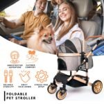 Bicystar Dog Stroller with Detachable Carrier, Rubber Wheels, 50 lbs, Grey - Image 2