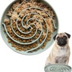 Bifeaw Slow Feeder Dog Bowls, Dishwasher Microwave Safe Silicone Puppy Puzzle Bowl with Non-Slip Design for Eating (Grey Green)
