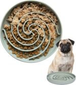 Bifeaw Slow Feeder Dog Bowls, Dishwasher Microwave Safe Silicone Puppy Puzzle Bowl with Non-Slip Design for Eating (Grey Green)