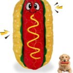 Bite Force – Durable & Strong Dog Toy Wieny Wiggle with Squeaker, Kevlar-Reinforced Seams for Aggressive chewers- red.