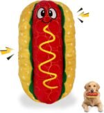 Bite Force - Durable & Strong Dog Toy Wieny Wiggle with Squeaker, Kevlar-Reinforced Seams for Aggressive chewers- red.