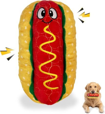 Bite Force - Durable & Strong Dog Toy Wieny Wiggle with Squeaker, Kevlar-Reinforced Seams for Aggressive chewers- red.
