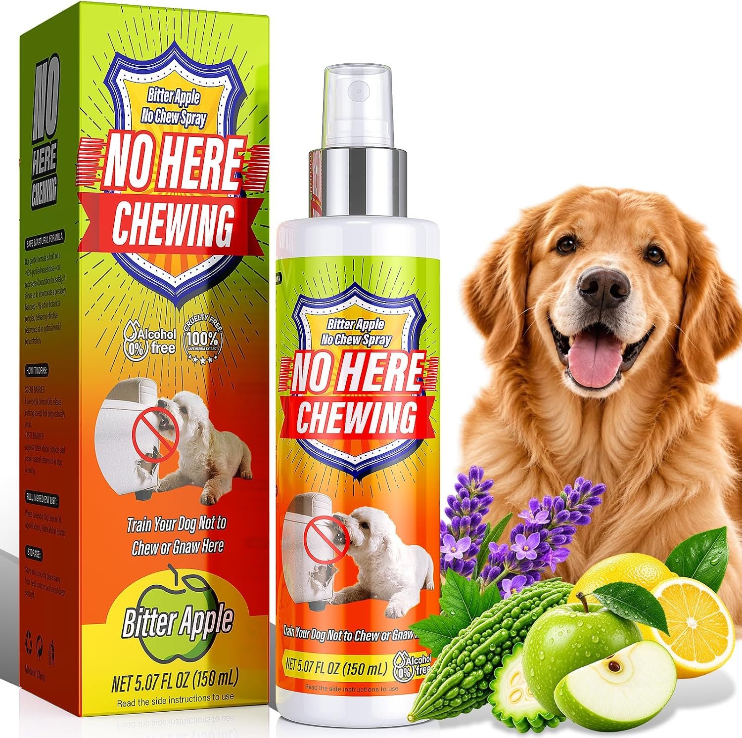 Bitter Apple Spray for Dogs – No Chew Spray to Stop Chewing, Licking & Biting, Natural Bitter Dog Training Spray, Anti Chew for Furniture, Shoes, Cords, Non-Toxic & Safe for Puppies Bitter Apple Spray for Dogs – No Chew Spray to Stop Chewing, Licking & Biting, Natural Bitter Dog Training Spray, Anti Chew for Furniture, Shoes, Cords, Non-Toxic & Safe for Puppies
