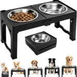 Black Elevated Dog Bowl Large Raised Dogs Bowl Stand Large/Medium Dogs