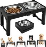 Black Elevated Dog Bowl Large Raised Dogs Bowl Stand Large/Medium Dogs