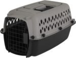 Black and Gray Hard‑Sided Plastic Pet Carrier, TSA Approved Travel Kennel with Ventilation & Built‑in Handle, Recycled Material Crate for Small Pets