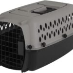 Black and Gray Hard‑Sided Plastic Pet Carrier, TSA Approved Travel Kennel with Ventilation & Built‑in Handle, Recycled Material Crate for Small Pets