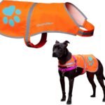 Blaze Orange Dog Vest. Reflective High Visibility in Hunting & Wooded Areas
