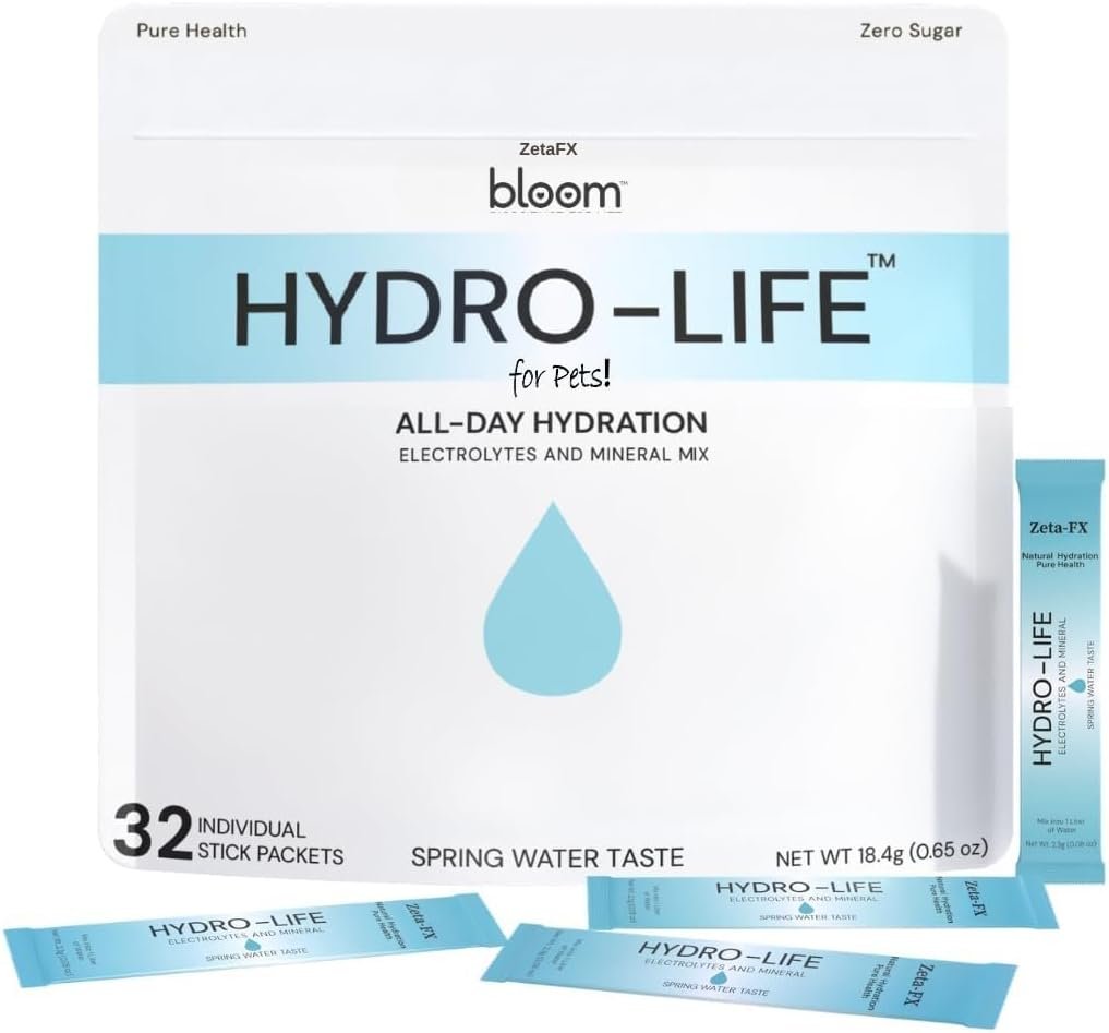 Bloom Bioscience Hydro-Life for Pets – Electrolytes for Dogs & Cats – Dog Electrolytes for Hydration – Works as Dog Hydration Supplement for Dehydration – Pet Water Enhancer Support – 32 Sticks Bloom Bioscience Hydro-Life for Pets – Electrolytes for Dogs & Cats – Dog Electrolytes for Hydration – Works as Dog Hydration Supplement for Dehydration – Pet Water Enhancer Support – 32 Sticks