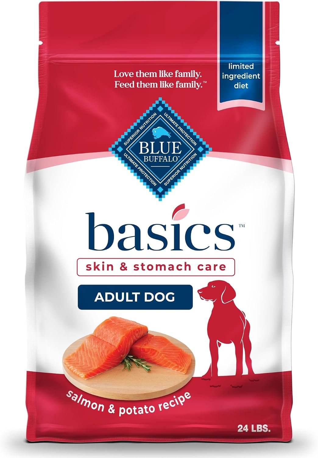 Blue Buffalo Basics Salmon Adult Skin & Stomach Care Dry Dog Food, 24 lb Blue Buffalo Basics Salmon Adult Skin & Stomach Care Dry Dog Food, 24 lb