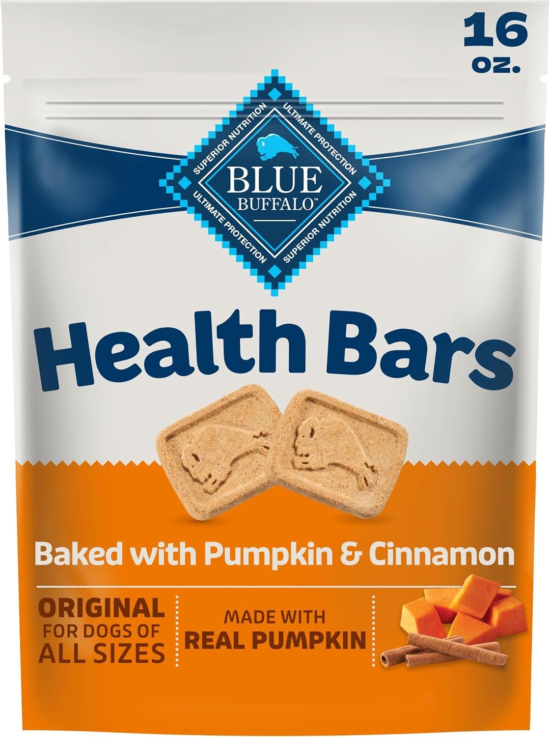 Blue Buffalo Health Bars Pumpkin & Cinnamon Dog Biscuits, 16 oz Blue Buffalo Health Bars Pumpkin & Cinnamon Dog Biscuits, 16 oz