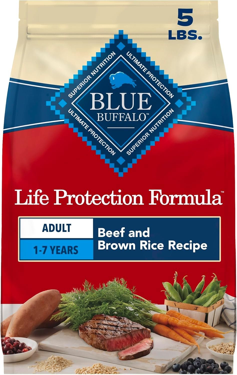 Blue Buffalo Life Protection Formula Beef Adult Dry Dog Food, 5 lb Blue Buffalo Life Protection Formula Beef Adult Dry Dog Food, 5 lb