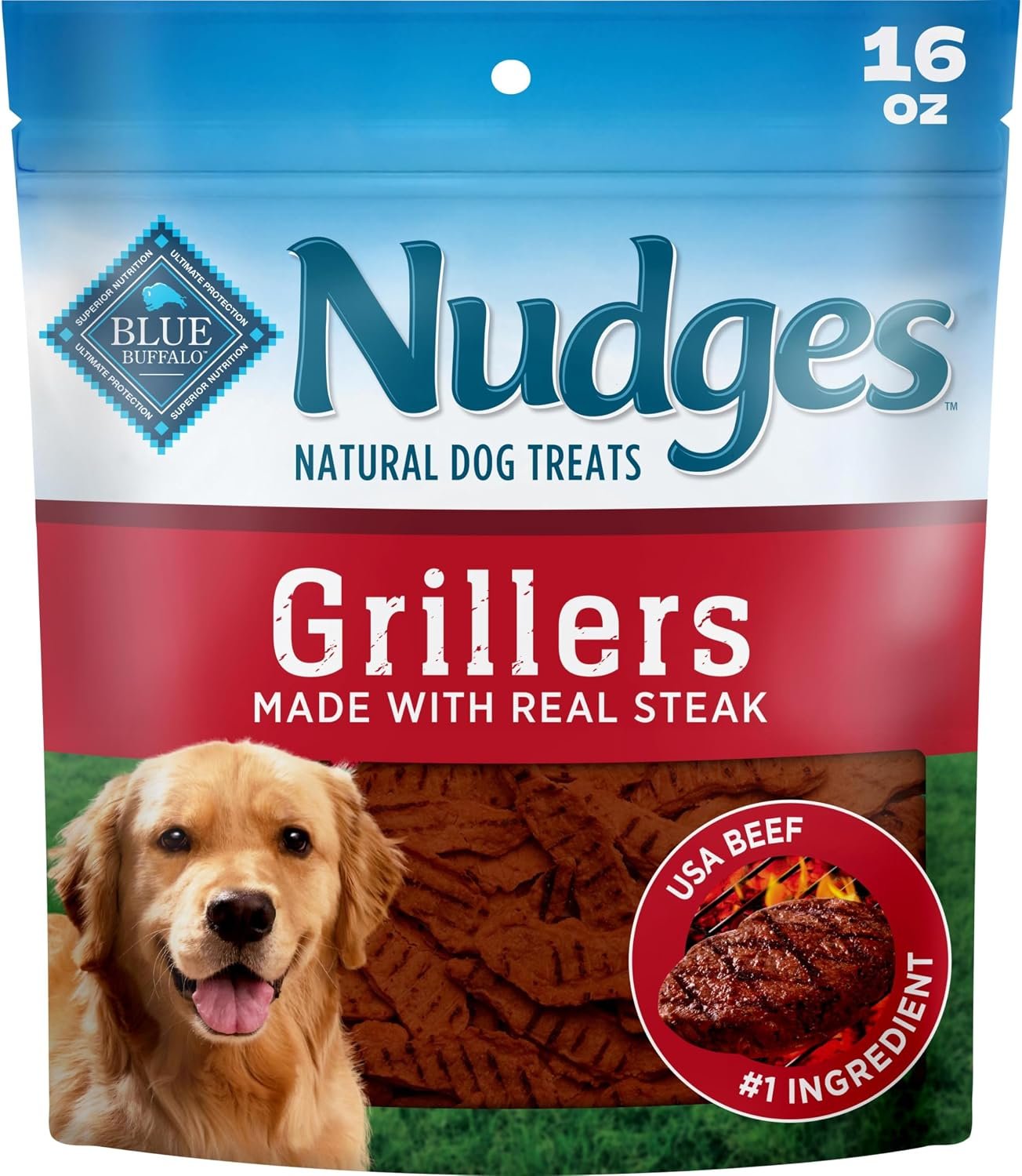 Blue Buffalo Nudges Grillers Steak Dog Treats, 16 oz Blue Buffalo Nudges Grillers Steak Dog Treats, 16 oz
