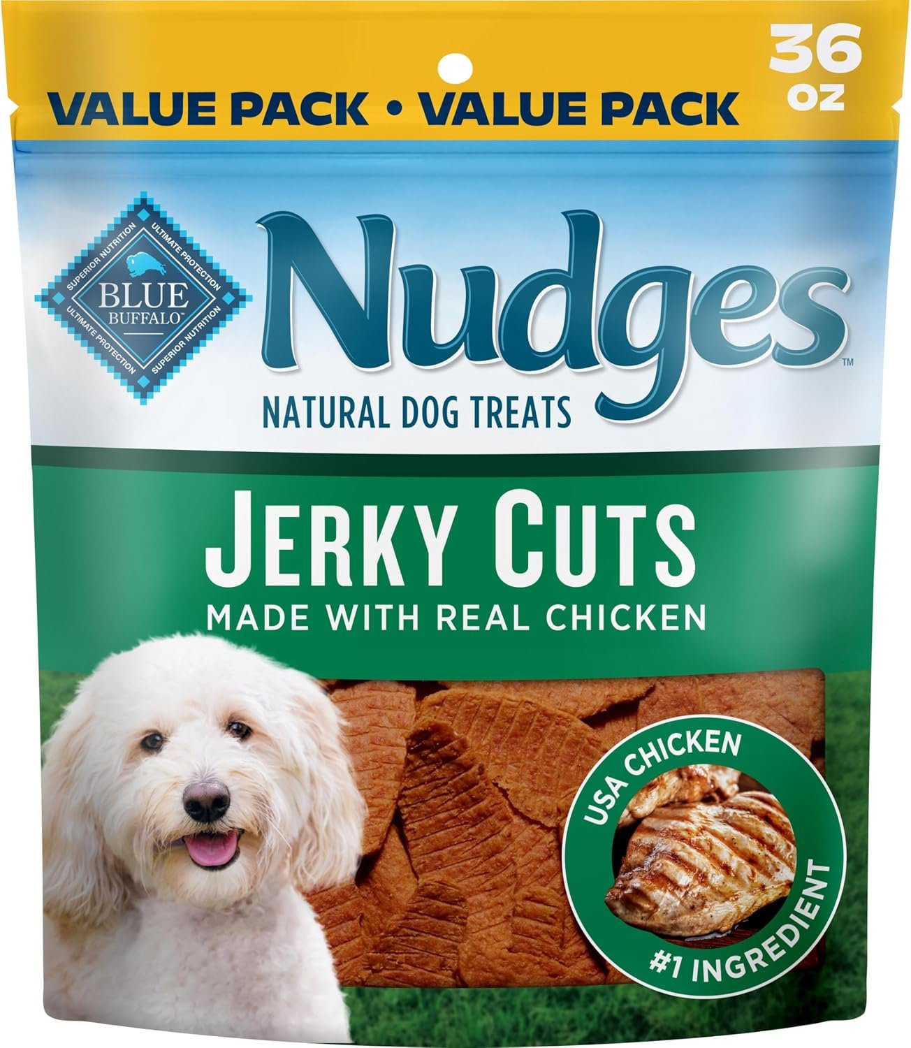 Blue Buffalo Nudges Jerky Cuts Chicken Dog Treats, 36 oz Blue Buffalo Nudges Jerky Cuts Chicken Dog Treats, 36 oz
