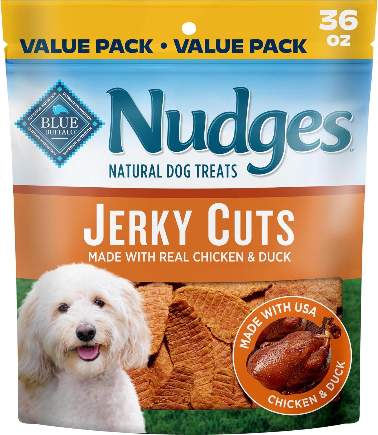 Blue Buffalo Nudges Jerky Cuts Chicken & Duck Dog Treats, 36 oz Blue Buffalo Nudges Jerky Cuts Chicken & Duck Dog Treats, 36 oz