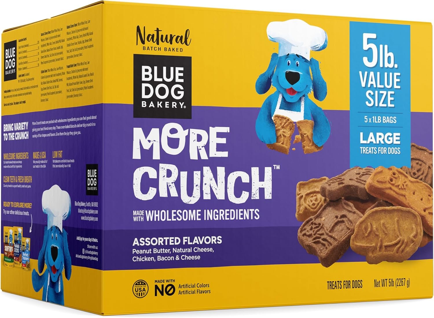 Blue Dog Bakery, More Crunch Assorted Biscuit, Large Dog Treats 5lb Box Blue Dog Bakery, More Crunch Assorted Biscuit, Large Dog Treats 5lb Box