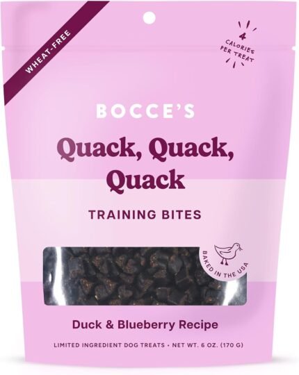 Bocce's Bakery Quack Quack Quack Dog Training Treats, Duck & Blueberry, 6oz