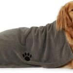 Bone Dry Pet Grooming Towel Collection Absorbent Microfiber X-Large, 41×23.5″, Embroidered Gray