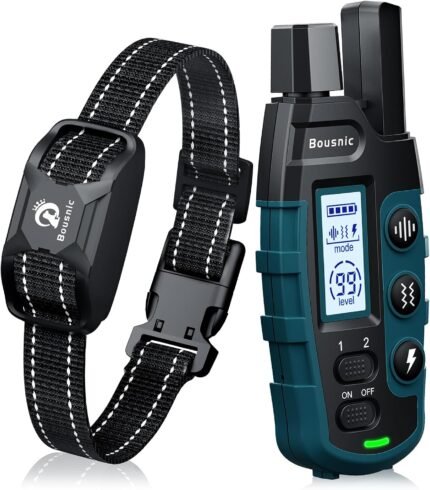 Bousnic Dog Shock Collar - 3300Ft Training Collar with Remote for 5-120lbs Small Medium Large Dogs Rechargeable Waterproof e Collar with Beep (1-8), Shake(1-16), Safe Shock(1-99) Modes (Black)