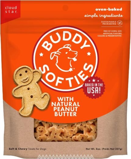 Buddy Biscuits 8 oz Bag of Softies Soft & Chewy Dog Treats, Peanut Butter