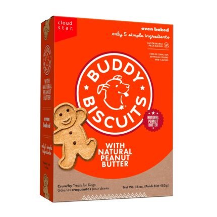 Buddy Biscuits Crunchy Dog Treats, Peanut Butter, 16 oz Box