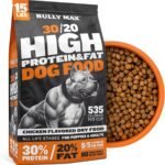 Bully Max Dry Dog Food for Adults & Puppies – High Protein & Fat for Muscle & Weight Gain – High Performance Dog Food Supplements – Small & Large Breed Dogs (535 Calories Per Cup), Chicken, 15lb Bag