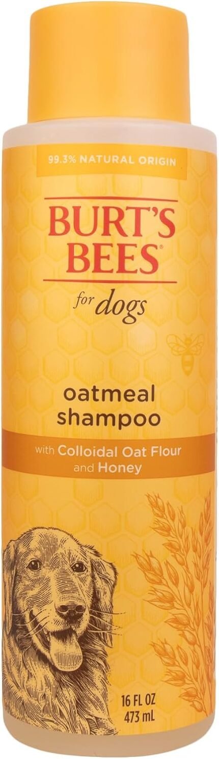 Burts Bees for Pets Oatmeal Dog Shampoo with Honey, Unscented, 16 Fl Oz