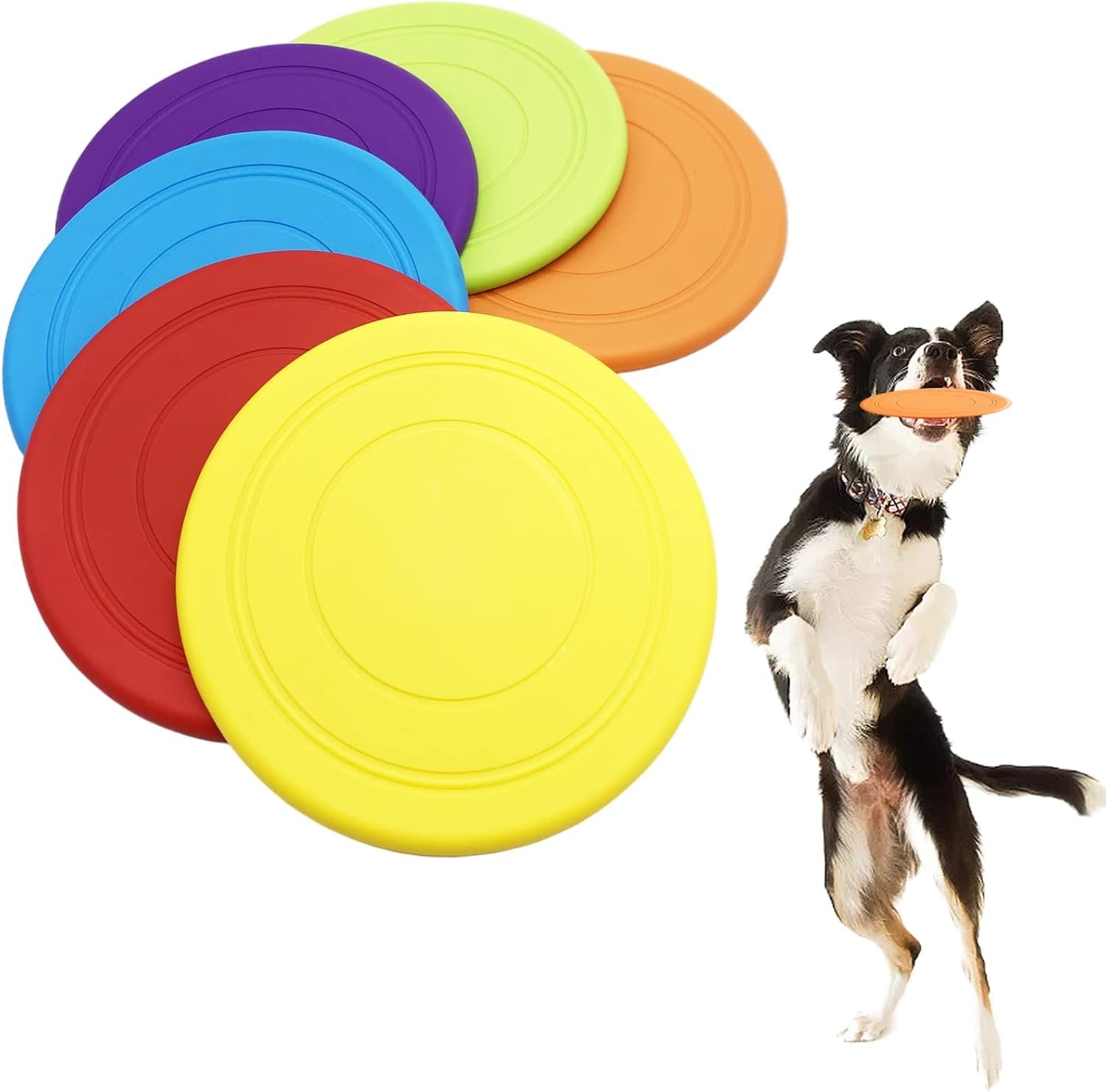 Bvrbaory 6 Pack Dog Flying Discs – Interactive, Soft Floating Saucer for Small, Medium Dogs – Safe on Teeth Bvrbaory 6 Pack Dog Flying Discs – Interactive, Soft Floating Saucer for Small, Medium Dogs – Safe on Teeth