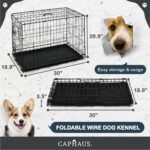 CAPHAUS Foldable Dog Crate Wire Metal Dog Kennel w/Leak-Proof Pan & Protecting Feet & Divider Panel, Single or Double Door, Small, Medium & Large Dog Crate Indoor Cage, 30” w/Single Door - Image 2
