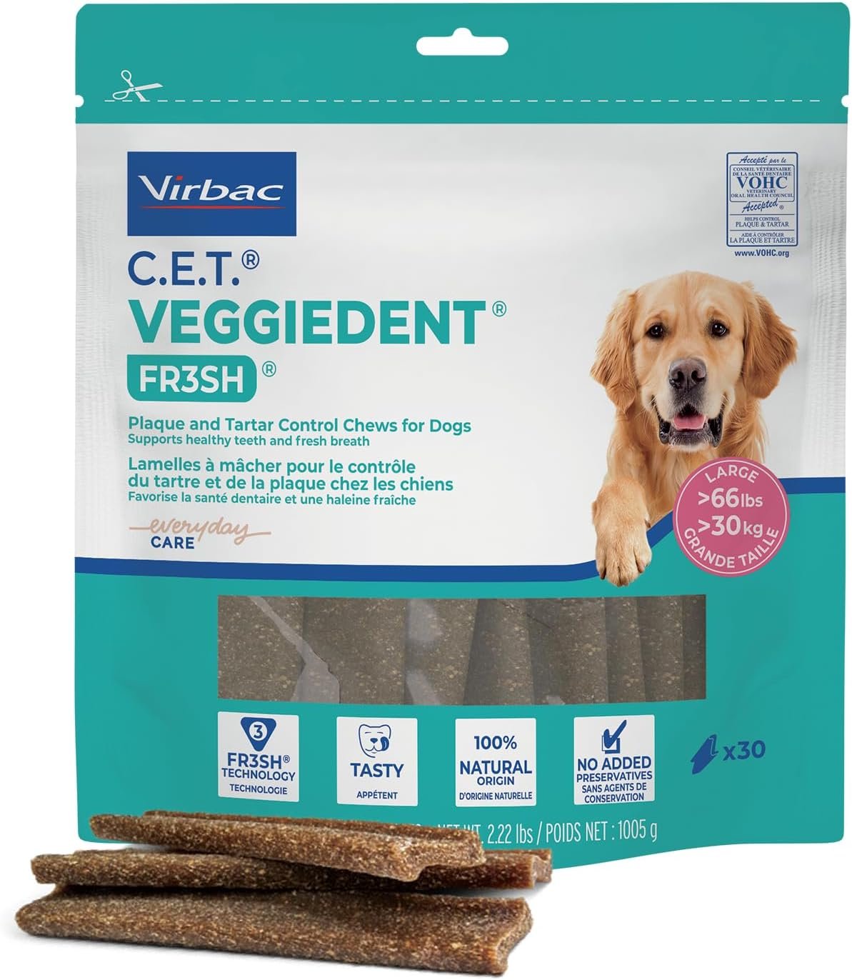 C.E.T. Veggiedent Fr3sh Plaque and Tartar Control Chews for Dogs, Large C.E.T. Veggiedent Fr3sh Plaque and Tartar Control Chews for Dogs, Large
