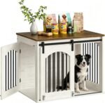 CHOEZON 31.5" Dog Crate Furniture, Heavy Duty Dog Kennel with Barn Door