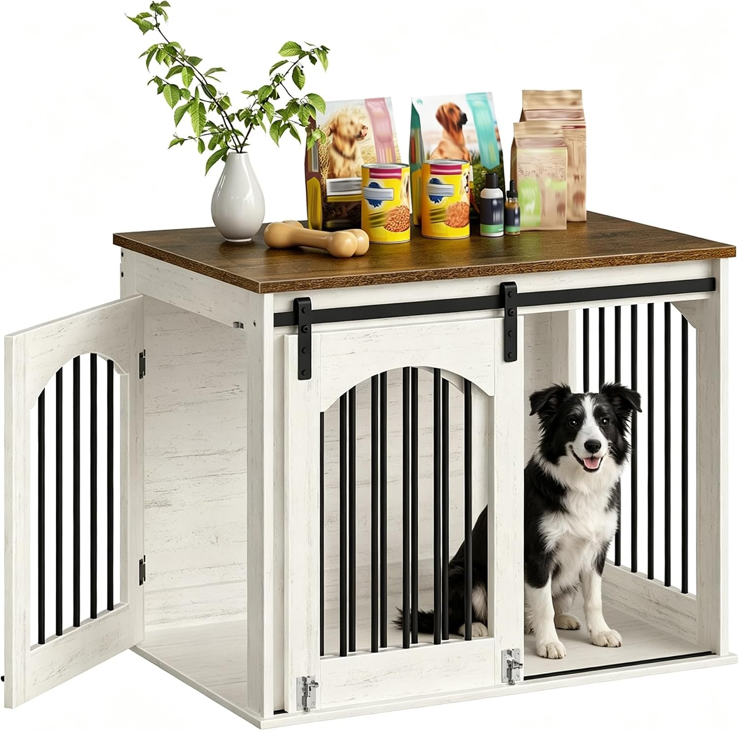 CHOEZON 31.5″ Dog Crate Furniture, Heavy Duty Dog Kennel with Barn Door CHOEZON 31.5″ Dog Crate Furniture, Heavy Duty Dog Kennel with Barn Door