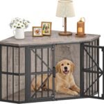 CHOEZON 44″ Corner Dog Crate Furniture for Medium Dogs, Greige TGW03BG