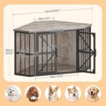 CHOEZON 44" Corner Dog Crate Furniture for Medium Dogs, Greige TGW03BG - Image 2
