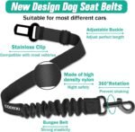 COOYOO Dog Seat Belt, Durability Retractable Dog Car Harness Adjustable Dog Seat Belt for Vehicle Nylon Pet Safety Seat Belts Heavy Duty & Elastic (1 Pack Black) - Image 2