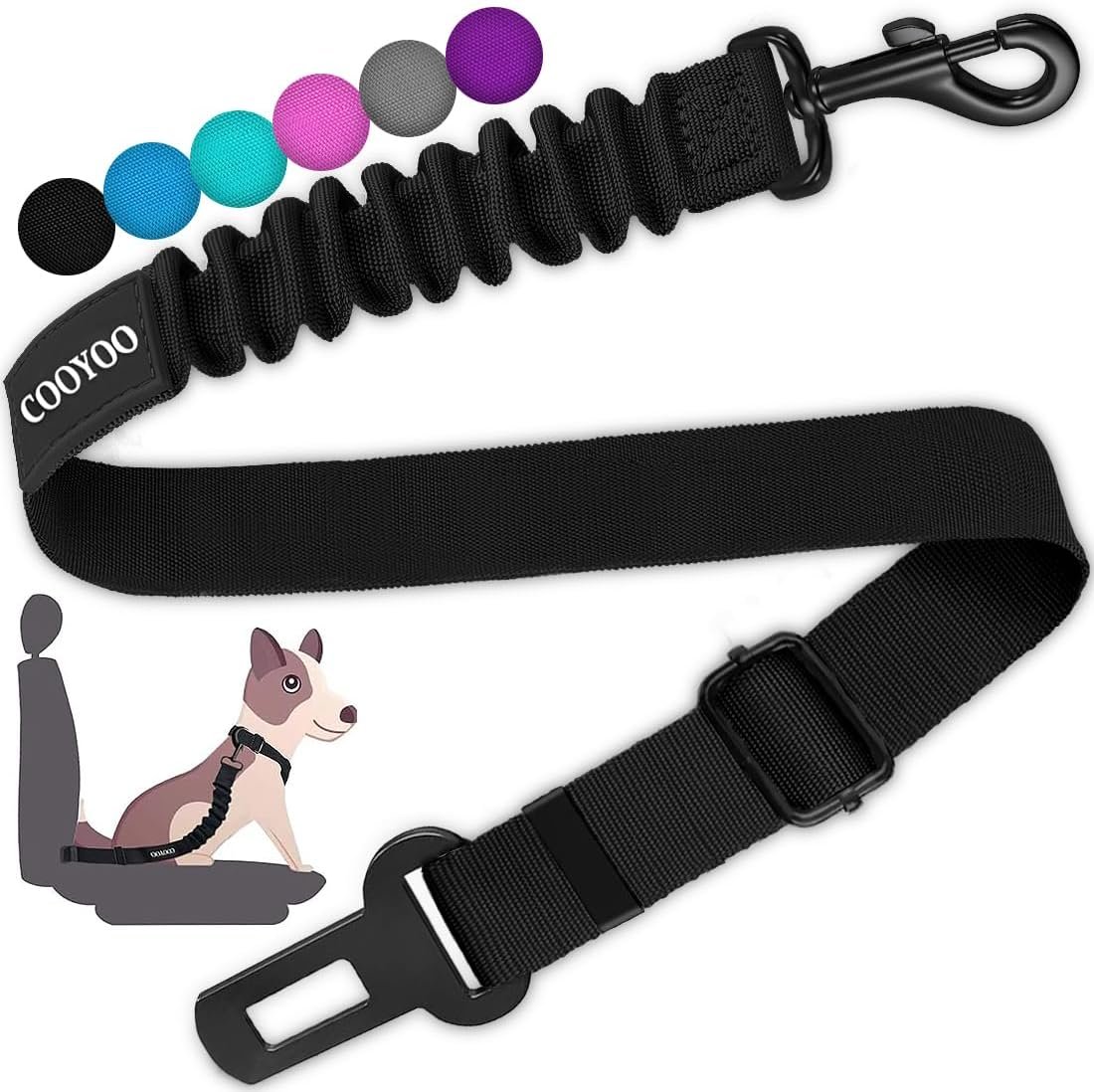 COOYOO Dog Seat Belt, Durability Retractable Dog Car Harness Adjustable Dog Seat Belt for Vehicle Nylon Pet Safety Seat Belts Heavy Duty & Elastic (1 Pack Black) COOYOO Dog Seat Belt, Durability Retractable Dog Car Harness Adjustable Dog Seat Belt for Vehicle Nylon Pet Safety Seat Belts Heavy Duty & Elastic (1 Pack Black)