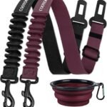 COOYOO Dog Seat Belt,3 Piece Set Retractable Dog Car Adjustable Seatbelts for Vehicle Nylon Pet Safety Heavy Duty & Elastic & Durable Car Harness for Dogs