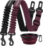 COOYOO Dog Seat Belt,3 Piece Set Retractable Dog Car Adjustable Seatbelts for Vehicle Nylon Pet Safety Heavy Duty & Elastic & Durable Car Harness for Dogs