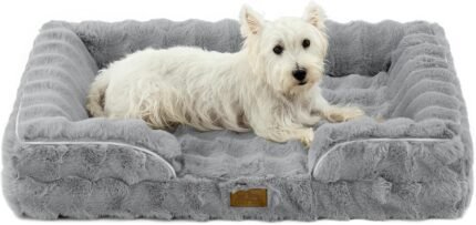 COZY KISS Warm Orthopedic Dog Bed for Large Dogs, 36×27 Inch, Grey