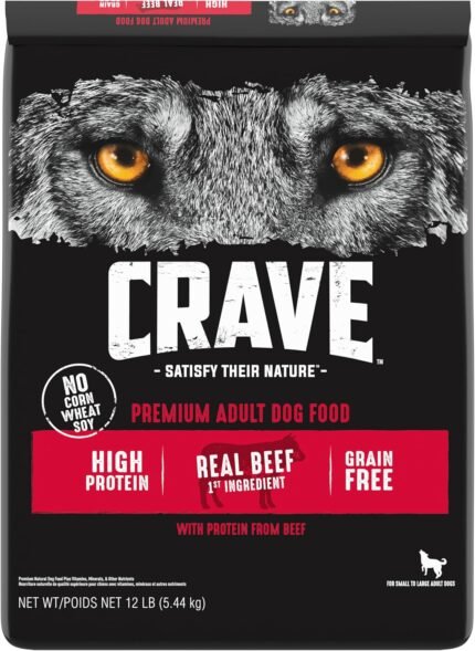 CRAVE Grain Free High Protein Adult Dry Dog Food, Beef, 12 lb. Bag