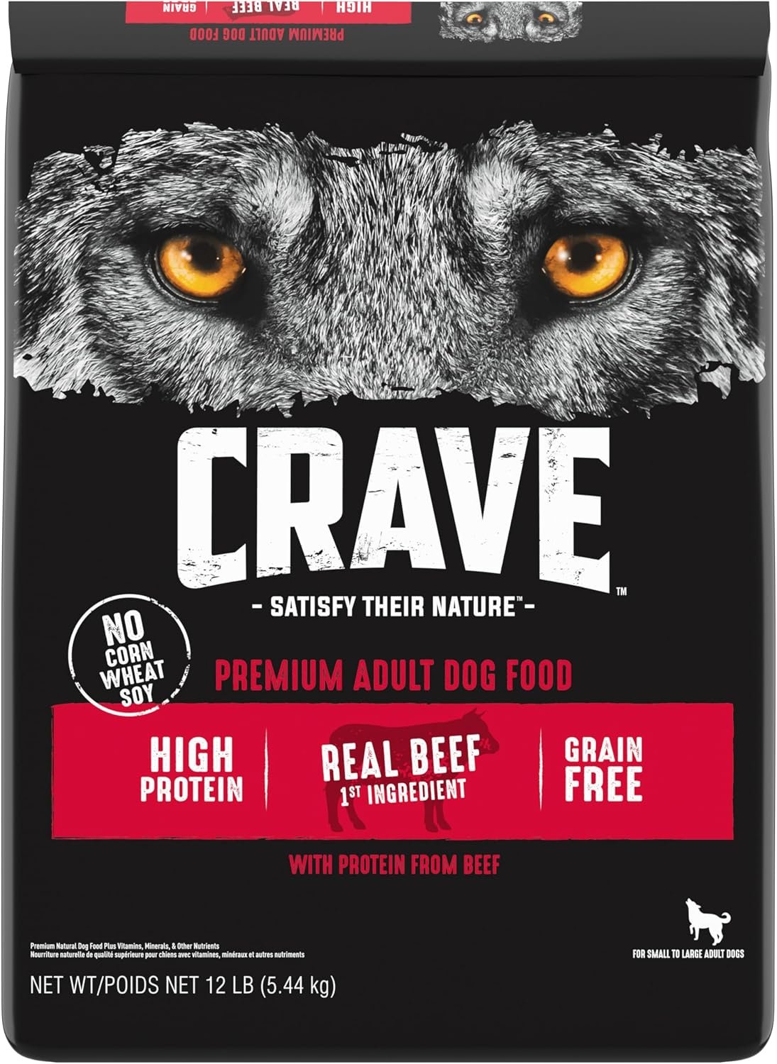 CRAVE Grain Free High Protein Adult Dry Dog Food, Beef, 12 lb. Bag CRAVE Grain Free High Protein Adult Dry Dog Food, Beef, 12 lb. Bag