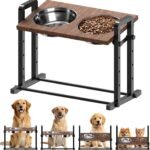 CZPET Elevated Dog Bowls, Angle&Height Adjustable, 2L Stainless Steel Bowls